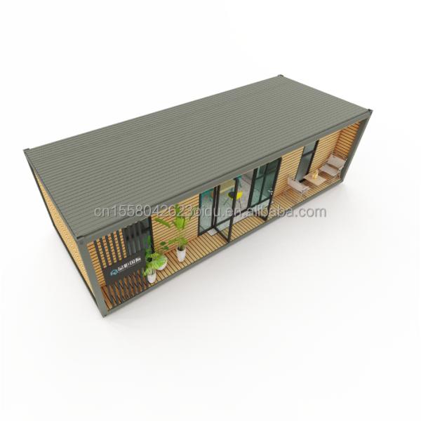 40ft Luxury Container Wooden House with 2 Bedrooms Prefabricated Home Office Modern Design Galvanized Steel Bending 180g