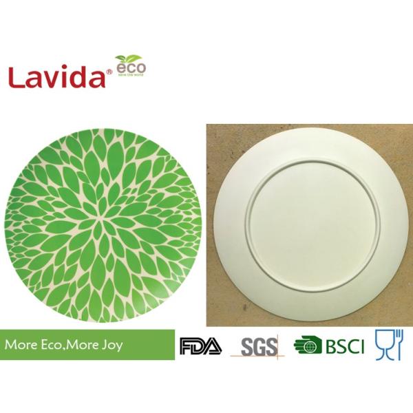 8" 20cm Unbreakable Bamboo Fibre Plates , Plant Fibre Printed Decor Bamboo Plates