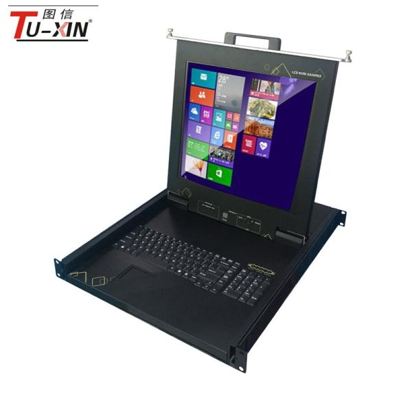 Usb Connect Port LCD KVM Drawer Super Clear Screen With 8 Port VGA Cable in