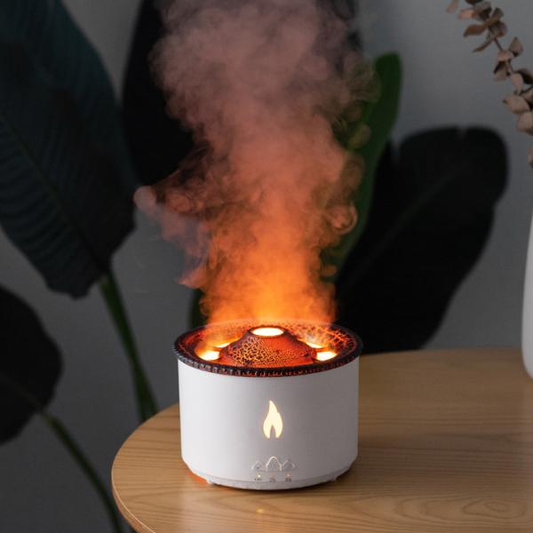 Flame LED Light 350ml Volcano Humidifier with Style Flame Aroma Diffuser and Night Lamp