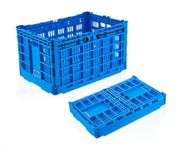 Quality Blue Collapsible Stackable Crates Vegetable Transporation Storage for sale