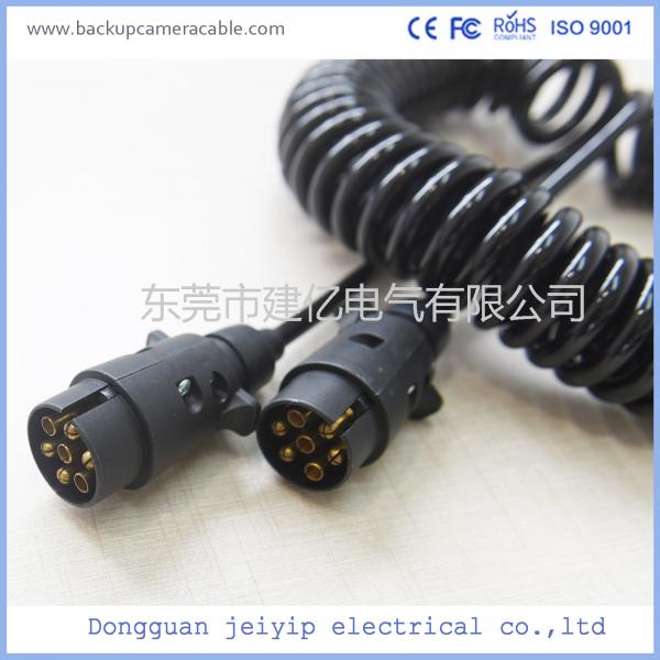 High Quality Black 7 Pin Spiral Cable Extension Trailer electric coil Cable