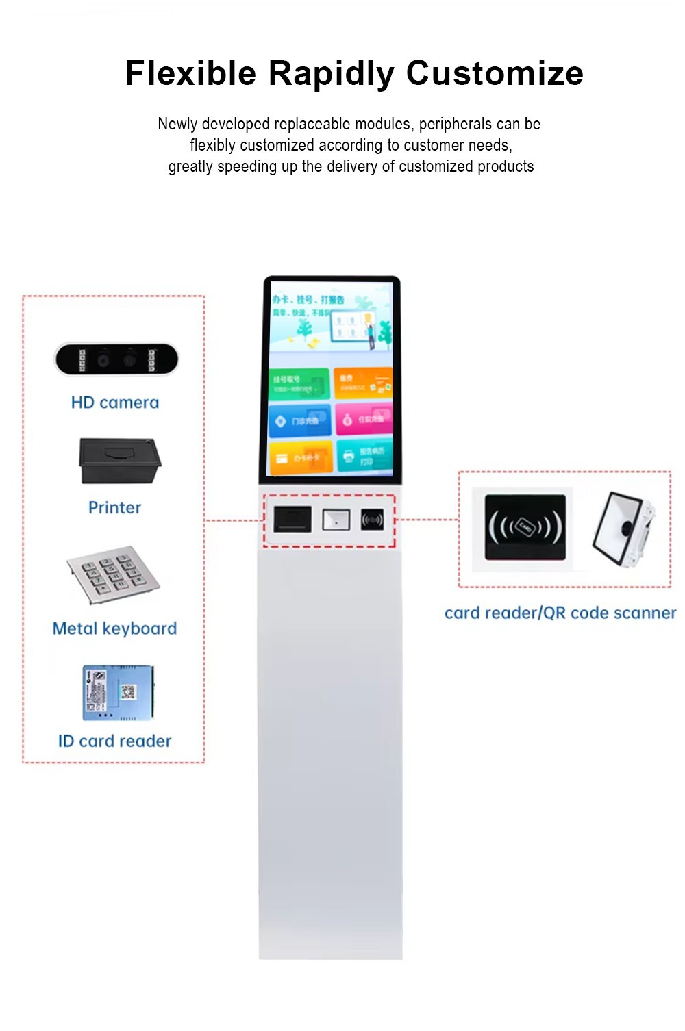 Qtenboard Bank/Hospital/Government Queue Kiosk Queue Management System Kiosk