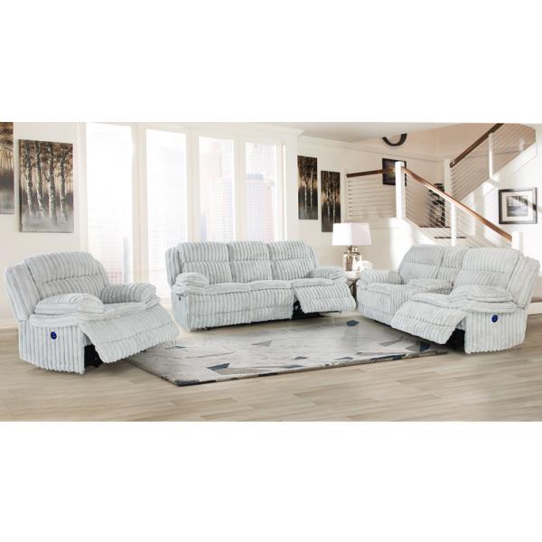 Quality Power Recliner Sofa set with Power Recliner Seats and Storage Box, Gray Corduroy Fabric for sale