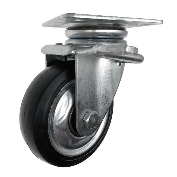 Japanese Heavy Duty Caster Swivel Plate Double Ball Bearing High Load Capacity 4 Inch Rubber Caster Wheels