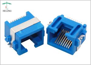 Blue Color RJ45 PCB Mount Socket Half Shielded 1.27mm Terminal Pitch For Ethernet