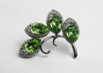 Lady Crystal Rhinestone Green Leaf Brooch For Clothing Pin / Scarf Clip