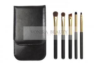 China Basic Gift 5pcs Eye Makeup Brush Gift Set With Black PU Leather Makeup Brush Case wholesale
