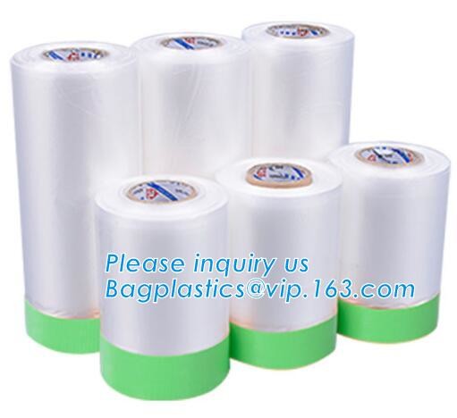 Pre-tapd paint masking film HDPE,Car paint repair masking film with tape, Hot sell masking film with adhesive tape, PAC