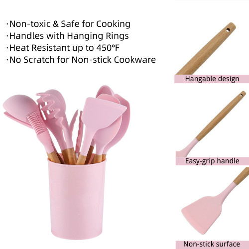 Nonstick Silicone Cooking Color Utensil Set Kitchen Tools Set