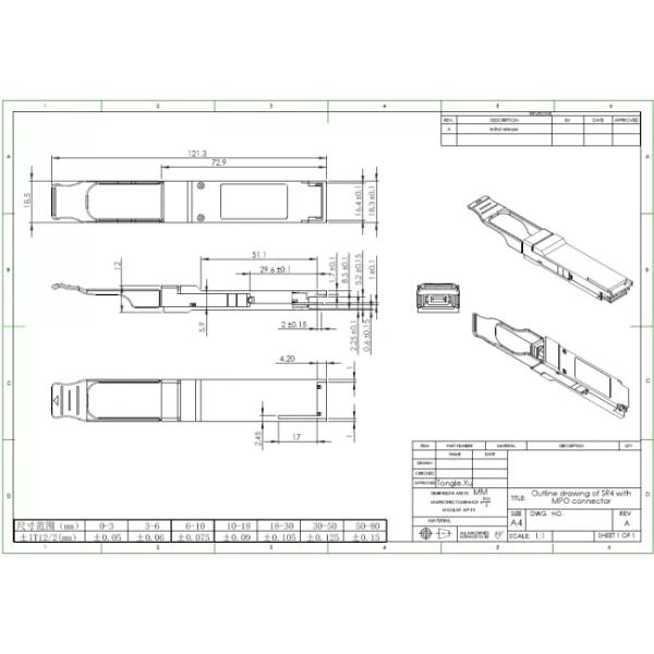 MTP / MPO-12 Ddm Vcsel SFP Fiber Transceivers QSFP28 850nm 100m