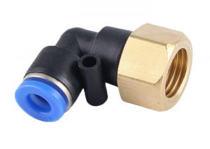 China PLF Series Push Connect Air Fittings 90 Degree Pneumatic Tube Male Elbow 1/4 NPT Thread wholesale