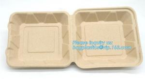 China Compartment hinged container sugarcane bassage pulp food serving box 750ml bassage take out container bagplastics packa wholesale