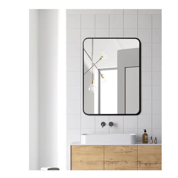 Rectangle Aluminum Framed LED Bathroom Mirrors Metal Matt Gold Color