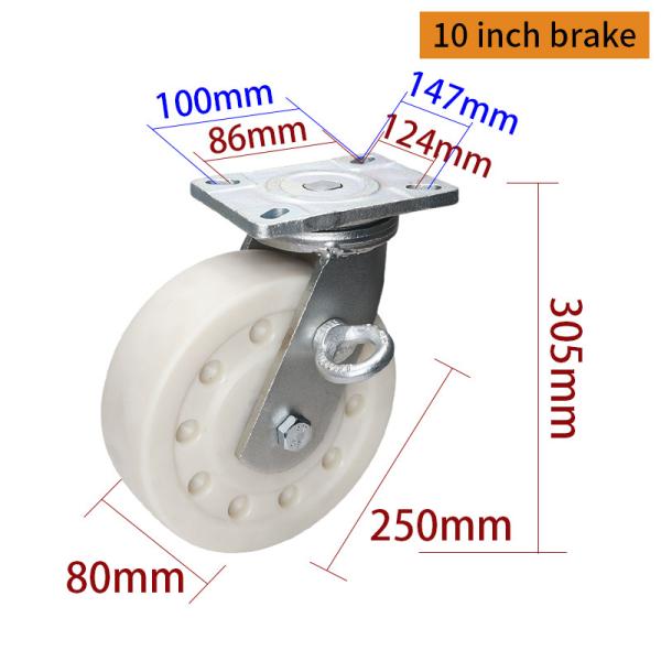 EDL 10 Inch Caster Wheel 1800kg Load Extra Heavy Duty Swivel Rigid Brake Type 9310-26