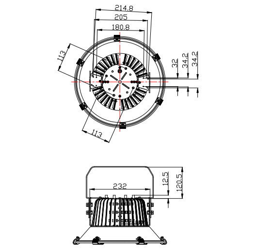 1063 Aluminum Good Radiator 250w High Bay Lamp LED Lighting Housing ROHS 3 Years Warranty