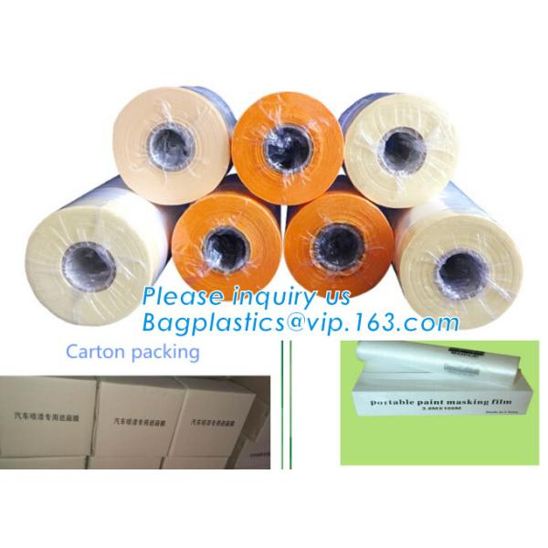 Pre-tapd paint masking film HDPE,Car paint repair masking film with tape, Hot sell masking film with adhesive tape, PAC