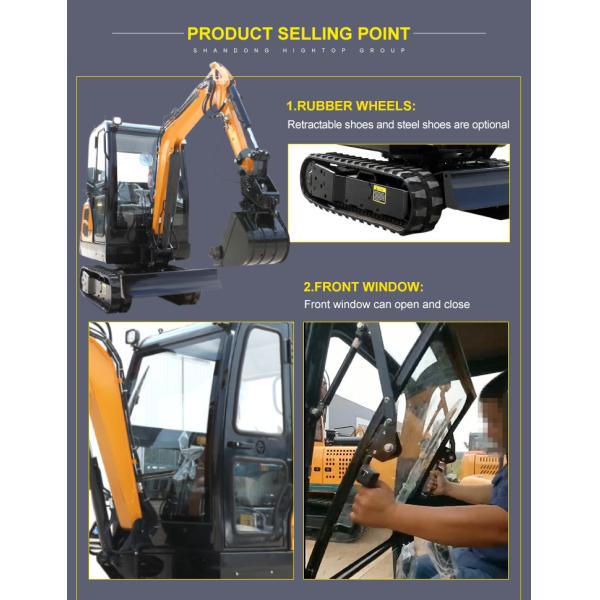 Hightop 2000kg Mini Hydraulic Excavator Small Digger With Front Window Open Close