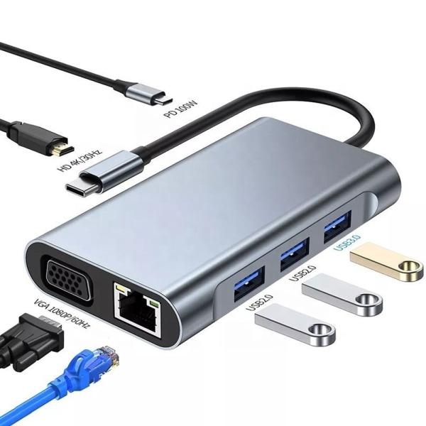 Quality 7-in-1 USB C Type C Docking Station with HDTV HDMI VGA USB RJ45 and Fast Data Transfer for sale