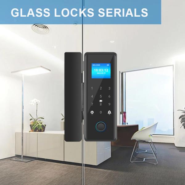 Quality Full Automatic Smart Glass Door Lock Code IC Card Temporary Key EKey Optional for sale