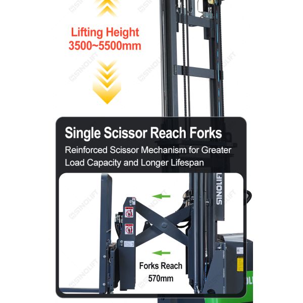 Sinolift CQDX15 CQDX20 Pedestrian Scissors Electric Reach Stacker