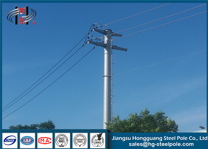 China 35KV Anti - Rust Polygonal Electrical Power Pole Transmission Flange Connected on sale