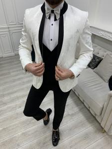 China 65% Polyester Mens Tuxedo Suit 32% Viscose 3% Lycra White Tuxedo Jacket on sale