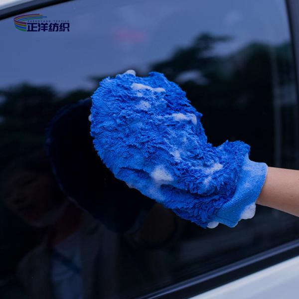 28x18cm 86g Blue Fleece Super Water Absorbent Car Cleaning Microfiber Gloves