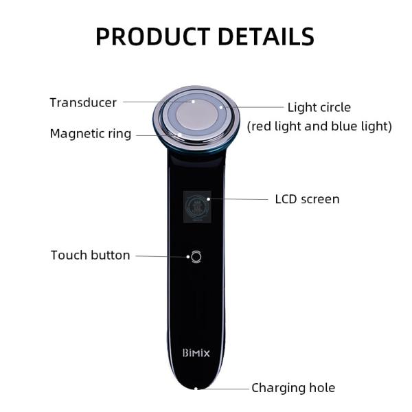Portable 700mAh IPX5 Photon Ultrasonic Facial Device