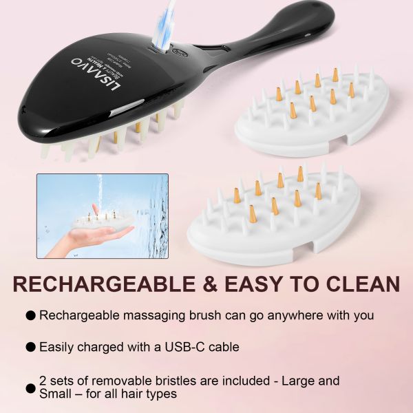 Electric Hair Brush with 650nm Red Light Therapy and EMS Microcurrent Technology Featuring Type-C Charging