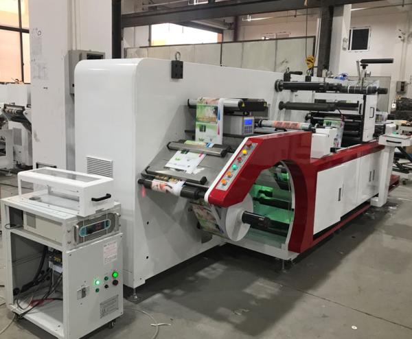 Quality LCMQ-370 Full rotary semi intermittent die cutting machine with slitting 1 color print sheet cutting collection table for sale