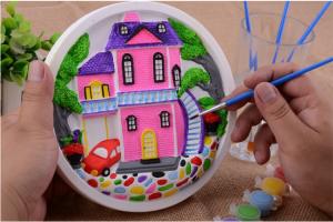 China Educational Kids Arts And Crafts Toys Miraculous 3D Gypsum Clock Painting Set wholesale