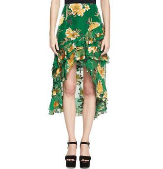 2018 New design high waisted print long skirts