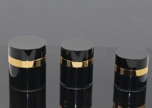China Black Plastic Airless Bottle Gold Border Shape Cylindrical 50ml wholesale