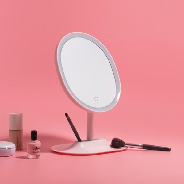 Quality Table Vanity Touch Sensor Switch Single Sides Oval Shaped Soft Led Lights Portable Dressing Table Mirror for sale