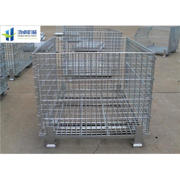 Euro Warehouse Wire Mesh Container Wire Folding Bulk Containers With Wooden Pallet