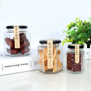 180ml / 280ml / 380ml Glass Jam Jar Hexagonal Shape Lead Free For Kitchen