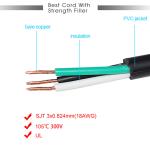 2 Outlets Y Splitter Computer Power Cord with Standard Nema 515P AC Plug and C13