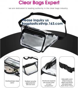 China Bagease Clear PVC Fanny Pack With Double Zipper And Adjustable Strap,Clear PVC blacpack with top zipper opening wholesale