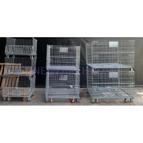 wire diameter 6.0mm Heavy duty stackable folding lockable metal steel storage wire mesh container