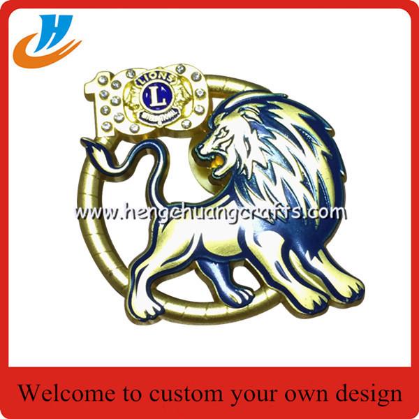 Quality Custom Matt gold lapel pin,lion club metal pin high quality custom for sale