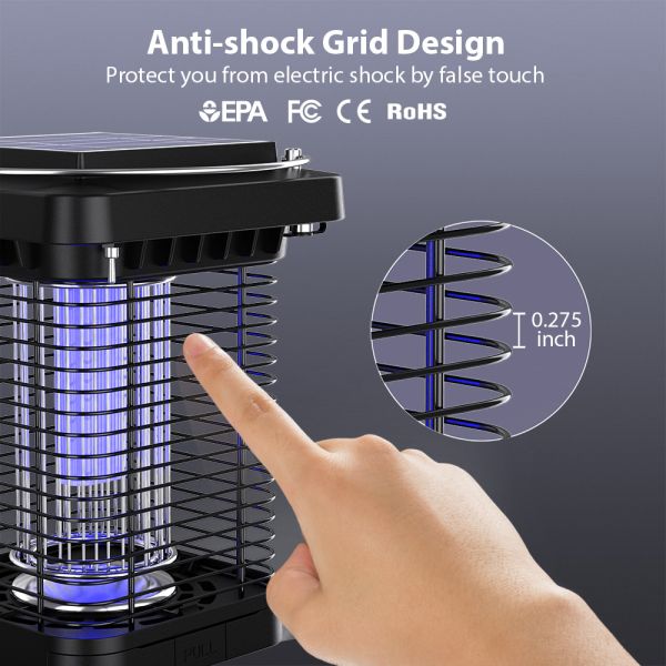 Outdoor Solar Electric Stunner Purple Mosquito Killer Light for Villa Lawn Garden