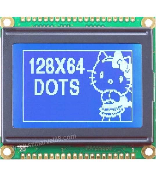 M12864E2-B5, 12864 Graphics LCD Module, 128 x 64 dot-matrix Display, STN BLUE,