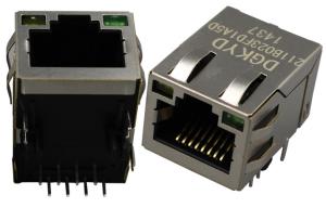 Dual color lamp horizontal network port KRJ-301EGOGOENL Gigabit RJ45 communication connector with lamp and spring clip