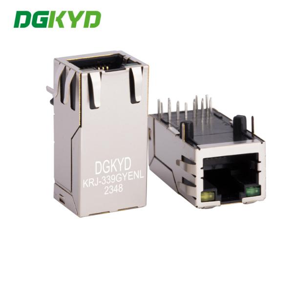 Quality KRJ-339GYENL 8p8c Plug Single Port Gigabit Light Strip Shielded Communication Interface Network Socket for sale
