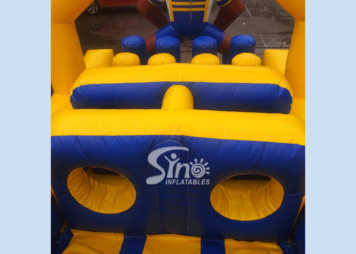 Outdoor 12 mts Long Children Brumbies Ruby Inflatable Obstacle Course Made Of