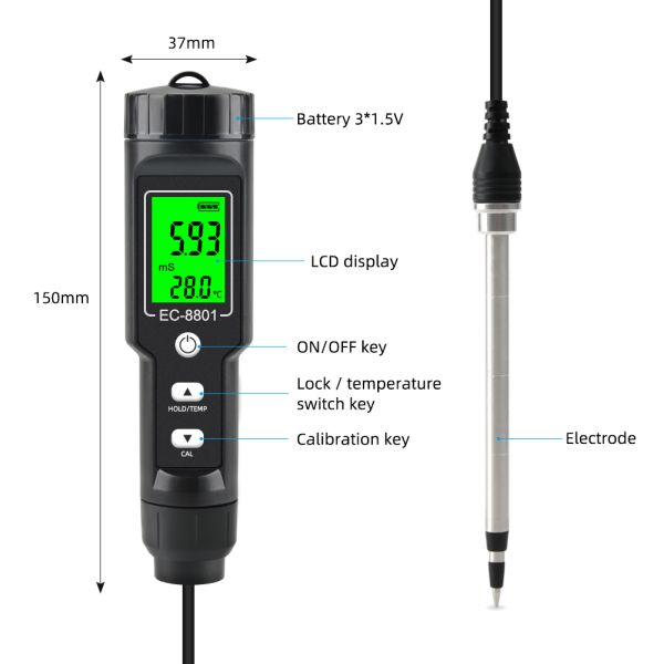 Portable Digital EC Soil Temperature Tester For Farm Measurement