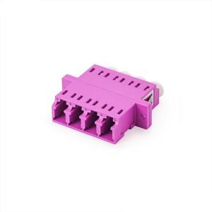 OM4 LC Quad Magenta Plastic Color Multimode Fiber Optic Adapter