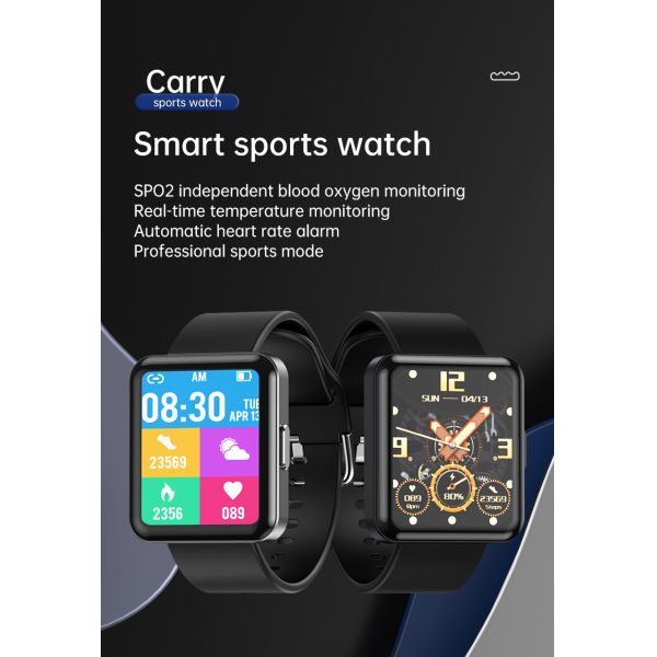 HD 1.7-Inch Large Screen 180 Ma, Body Temperature, Heart Rate, Blood Pressure, Blood Oxygen Monitoring Q333 Smart Watch