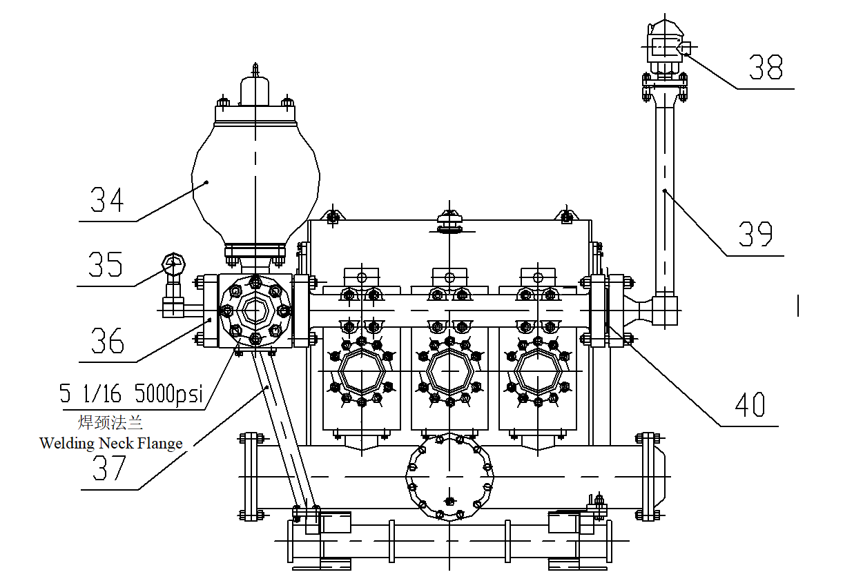 KB-75 4130 Forged Pulsation Dampener Assembly For F1000 Drilling Mud Pump